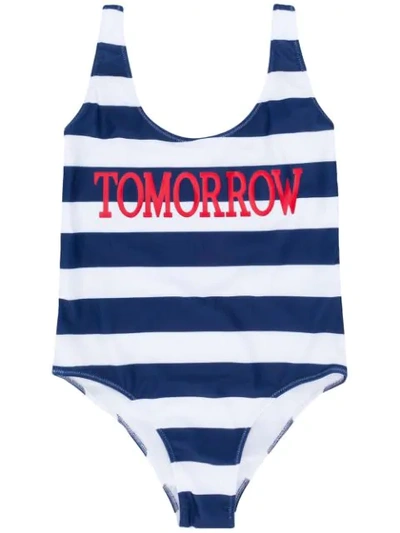 Shop Alberta Ferretti Teen Tomorrow Print Swimsuit In Blue