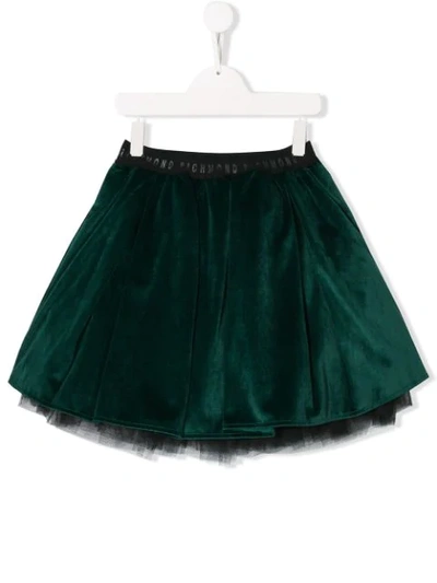 Shop John Richmond Junior Teen Velvet-effect Skirt In Green
