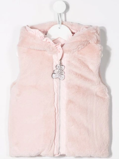 Shop Lapin House Fur Hooded Gilet In Pink