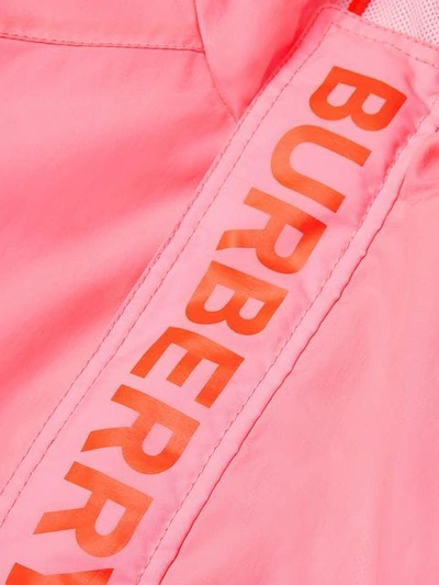 Shop Burberry Logo Print Lightweight Hooded Jacket In Pink