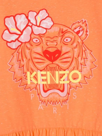 Shop Kenzo Short-sleeve Logo Flared Dress In Orange