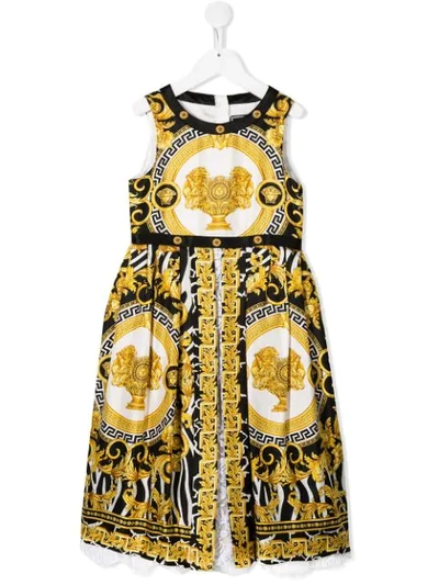 Shop Young Versace Barocco Print Dress In Black
