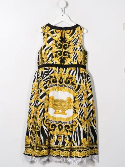 Shop Young Versace Barocco Print Dress In Black