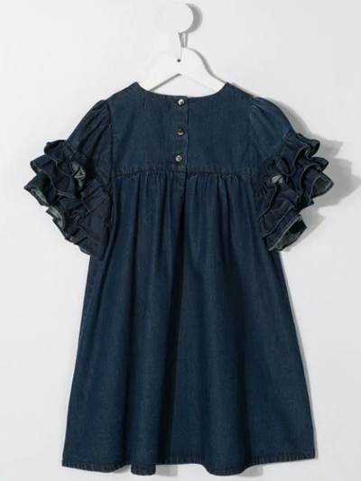 Shop Velveteen Ginny Tiered Frill Dress In Blue