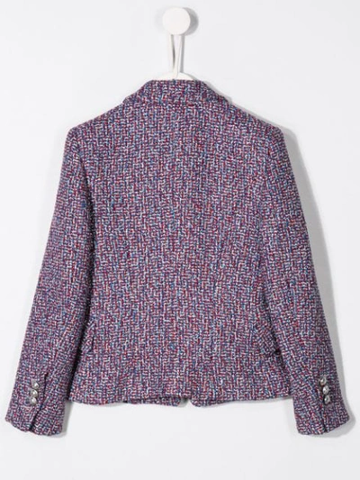 Shop Balmain Tweed Blazer In Blue