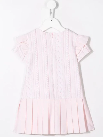 Shop Lapin House Pleated Knit Print Dress In Pink