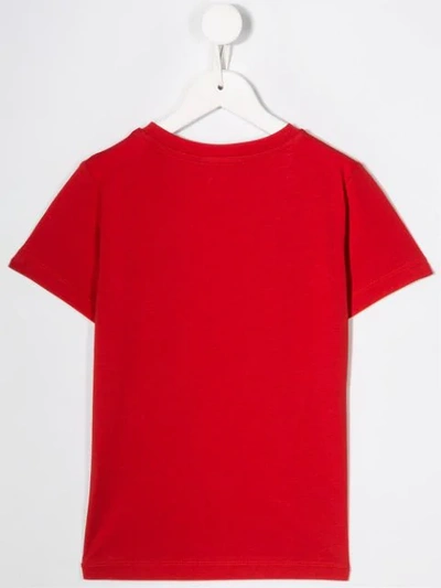 Shop Balmain Flocked Logo T-shirt In Red