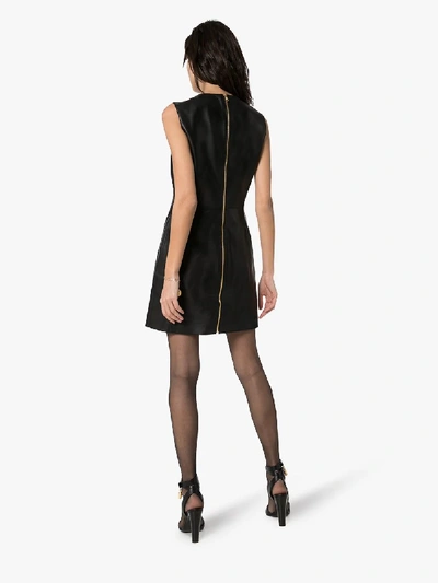 Shop Versace Safety Pin Leather Dress In Black