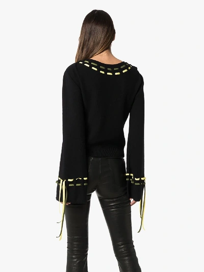 Shop Loewe Drawstring Balloon Sleeve Sweater In Black