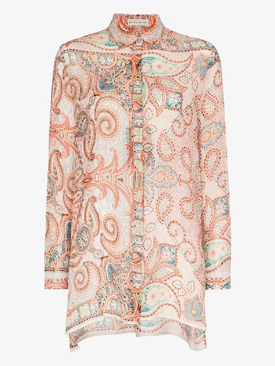 Shop Etro Paisley Pattern Silk Shirt In Orange