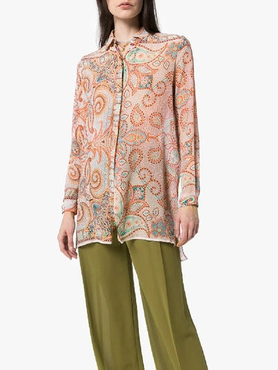 Shop Etro Paisley Pattern Silk Shirt In Orange