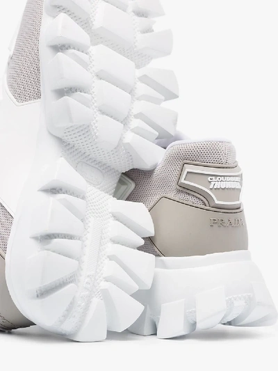 Shop Prada White And Grey Cloudburst Thunder Sneakers