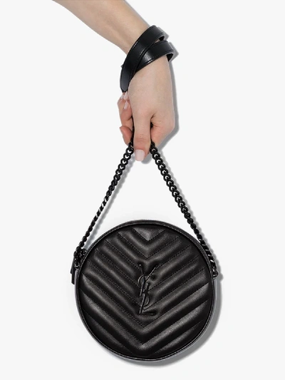 Shop Saint Laurent Black Jade Circle Quilted Leather Cross Body Bag