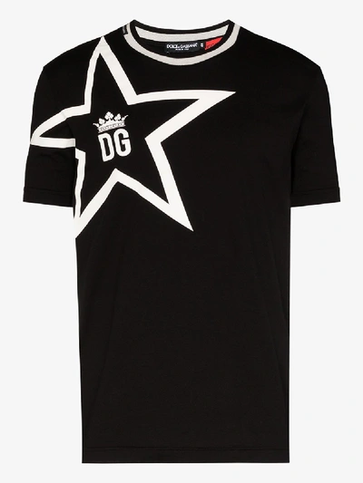 Shop Dolce & Gabbana Star Logo Cotton T-shirt In Black