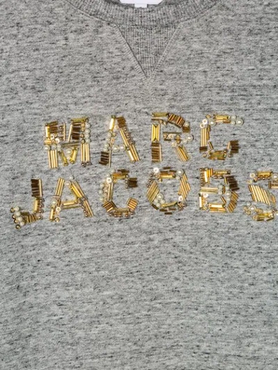 Shop Little Marc Jacobs Embroidered Sweatshirt Dress In Grey