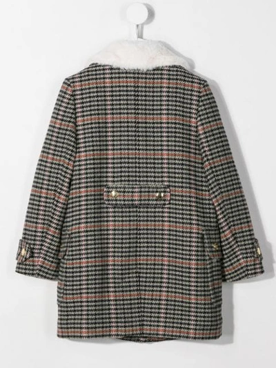 Shop Chloé Houndstooth Check Long Coat In Grey