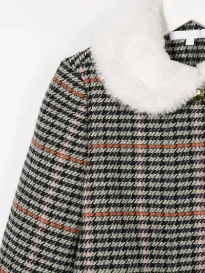 Shop Chloé Houndstooth Check Long Coat In Grey