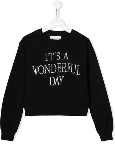 Shop Alberta Ferretti It's A Wonderful Day Sweatshirt In Black