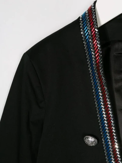 Shop Balmain Embellished Trim Military Jacket In Black