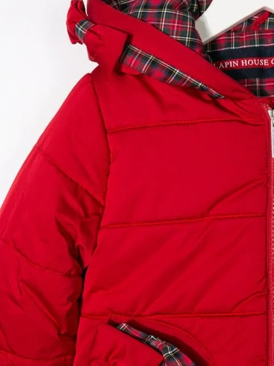 Shop Lapin House Tartan Print Padded Jacket In Red