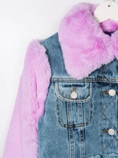 Shop Natasha Zinko Teen Panelled Denim Jacket In Blue ,pink