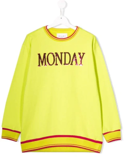 Shop Alberta Ferretti Teen Sequinned Monday Sweatshirt In Yellow