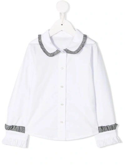 Shop Lapin House Ruffle Trim Peter Pan Collar Shirt In White