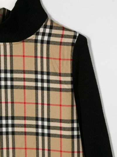 Shop Burberry Check Print Dress In Neutrals