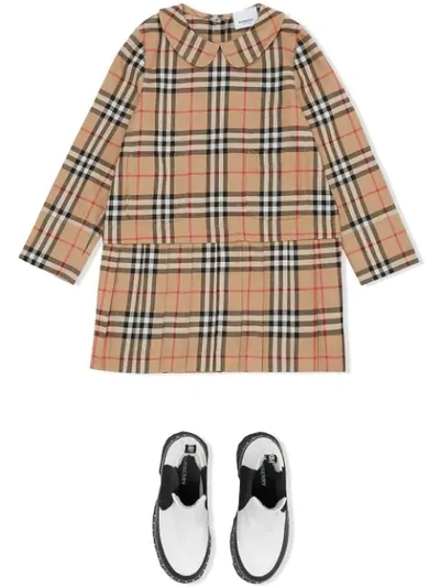 Shop Burberry Vintage Check Dress In Neutrals