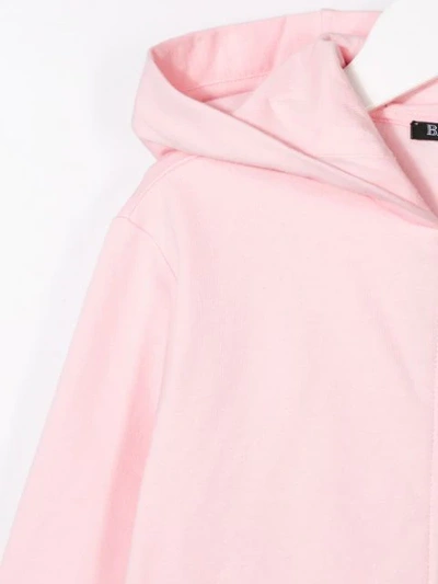 Shop Balmain Logo Hoodie Jacket In Pink