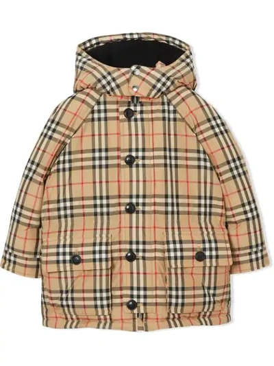 Shop Burberry Check Padded Jacket In Neutrals