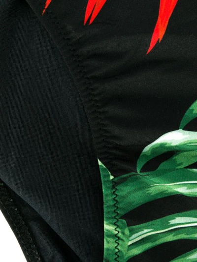 Shop Mc2 Saint Barth Teen Holly Leaf Print Bikini Set In Black