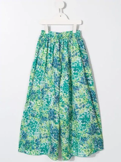 Shop Familiar Floral Print Palazzo Pants In Green
