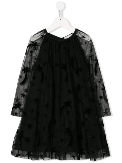 Shop Stella Mccartney Stars Patches Shift Dress In Black