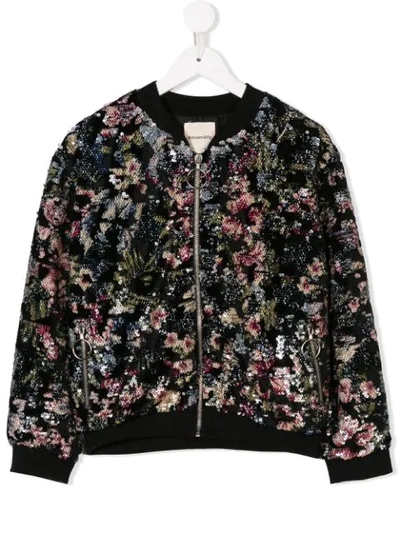 Shop Andorine Sequin Bomber Jacket In Black