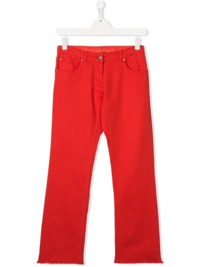 Shop Stella Mccartney Teen Frayed Jeans In Red