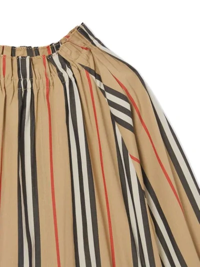 Shop Burberry Icon Stripe Cotton Poplin Dress In Neutrals