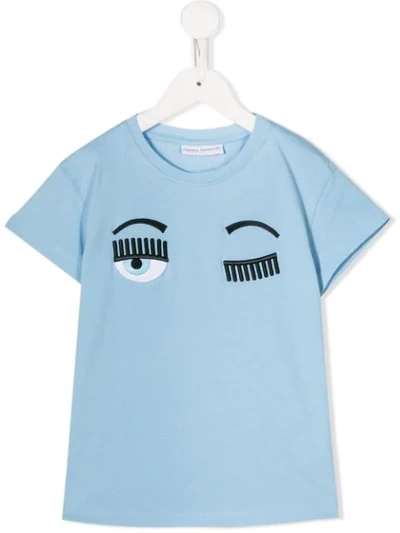 Shop Chiara Ferragni T-shirt Mit Zwinkernden Augen In Blue