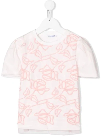 Shop Simonetta Floral-embroidered T-shirt In Pink