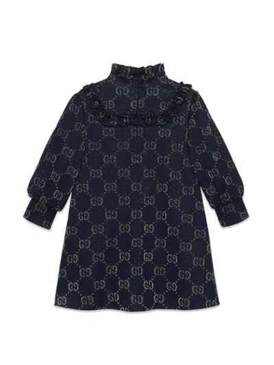 Shop Gucci Children's Jacquard Stripe Dress In Blue