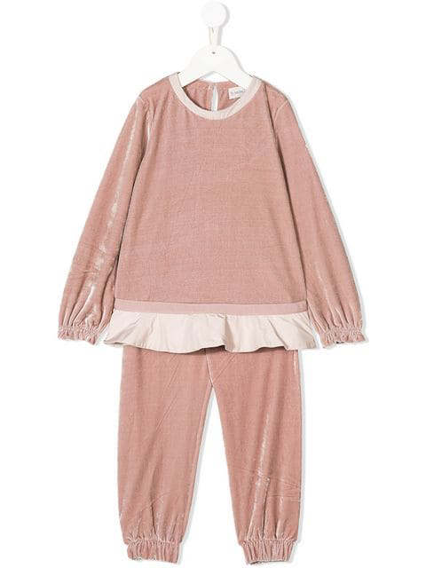 peach velour tracksuit