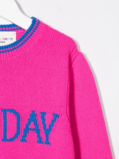 Shop Alberta Ferretti Sunday Slogan Jumper In Pink