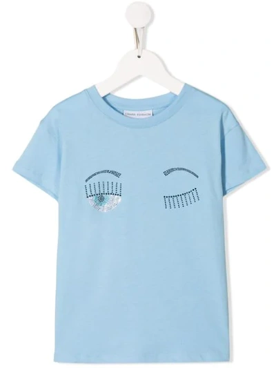 Shop Chiara Ferragni Winking Eyes T-shirt In Blue