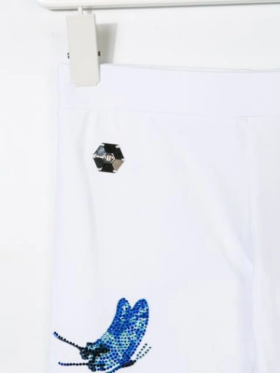 Shop Philipp Plein Junior Logo Embellished Leggings In White