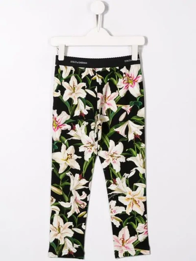 Shop Dolce & Gabbana Floral Leggings In Black