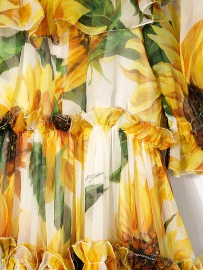 Shop Dolce & Gabbana Sunflower-print Ruffled Long Dress In Yellow