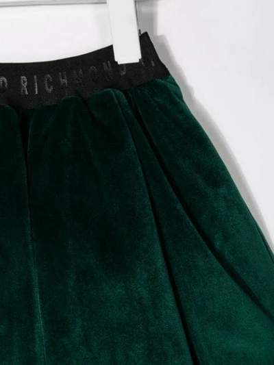 Shop John Richmond Junior Velvet Pleated Skirt In Green