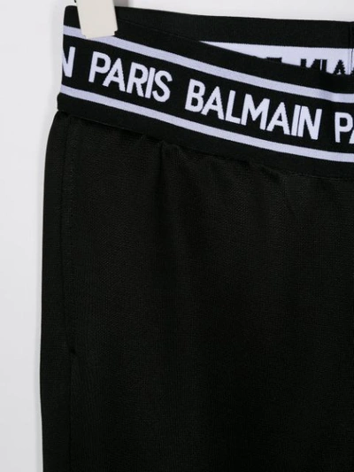 Shop Balmain Teen Logo Lined Sweatpants In Black
