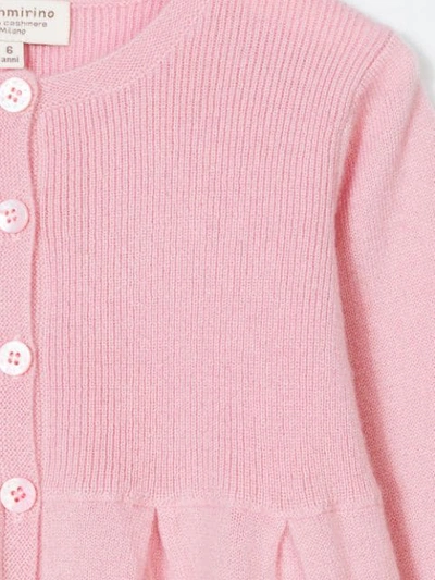 Shop Cashmirino Pleated Hem Knitted Cardigan In Pink