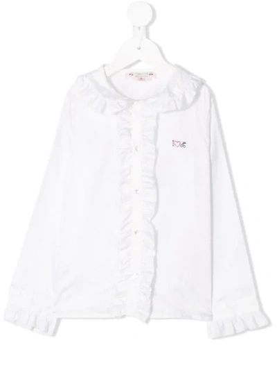 Shop Bonpoint Ruffled Trim Blouse In White